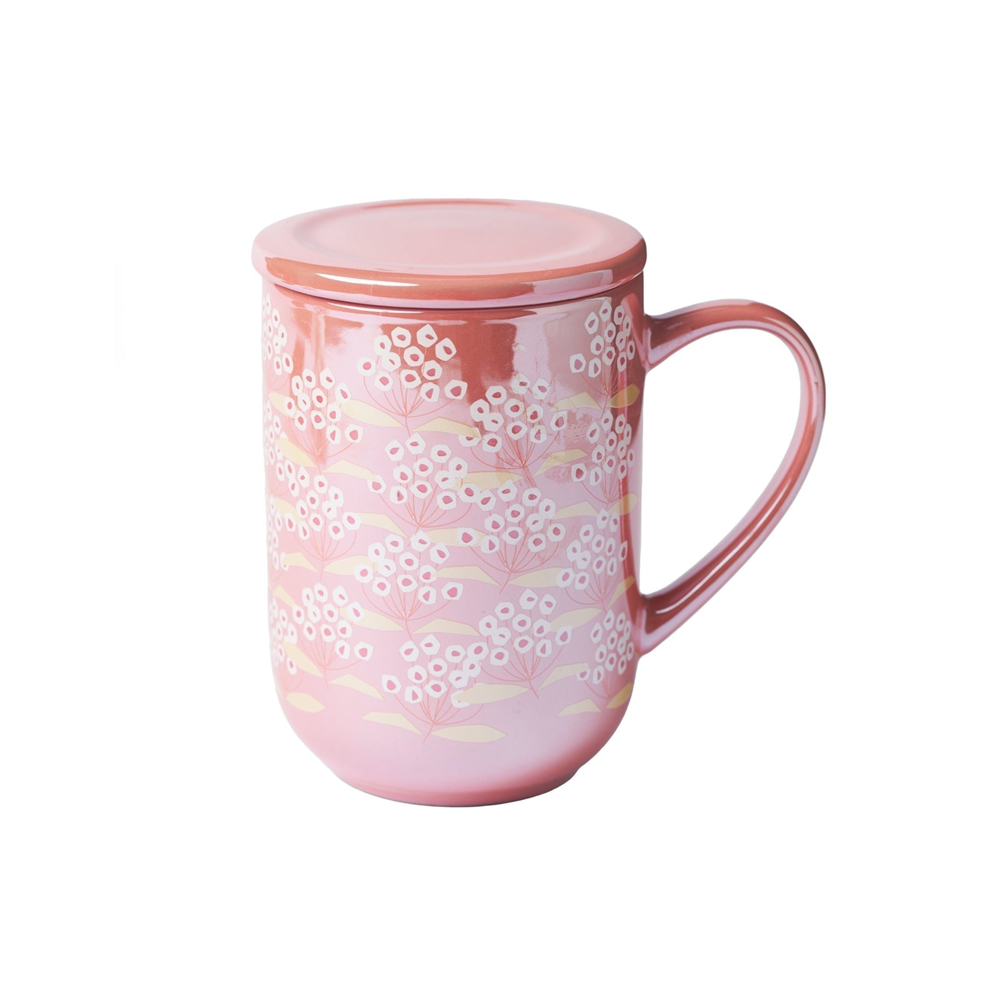 Mug Bhoro Cerámica Flores3#Rosado