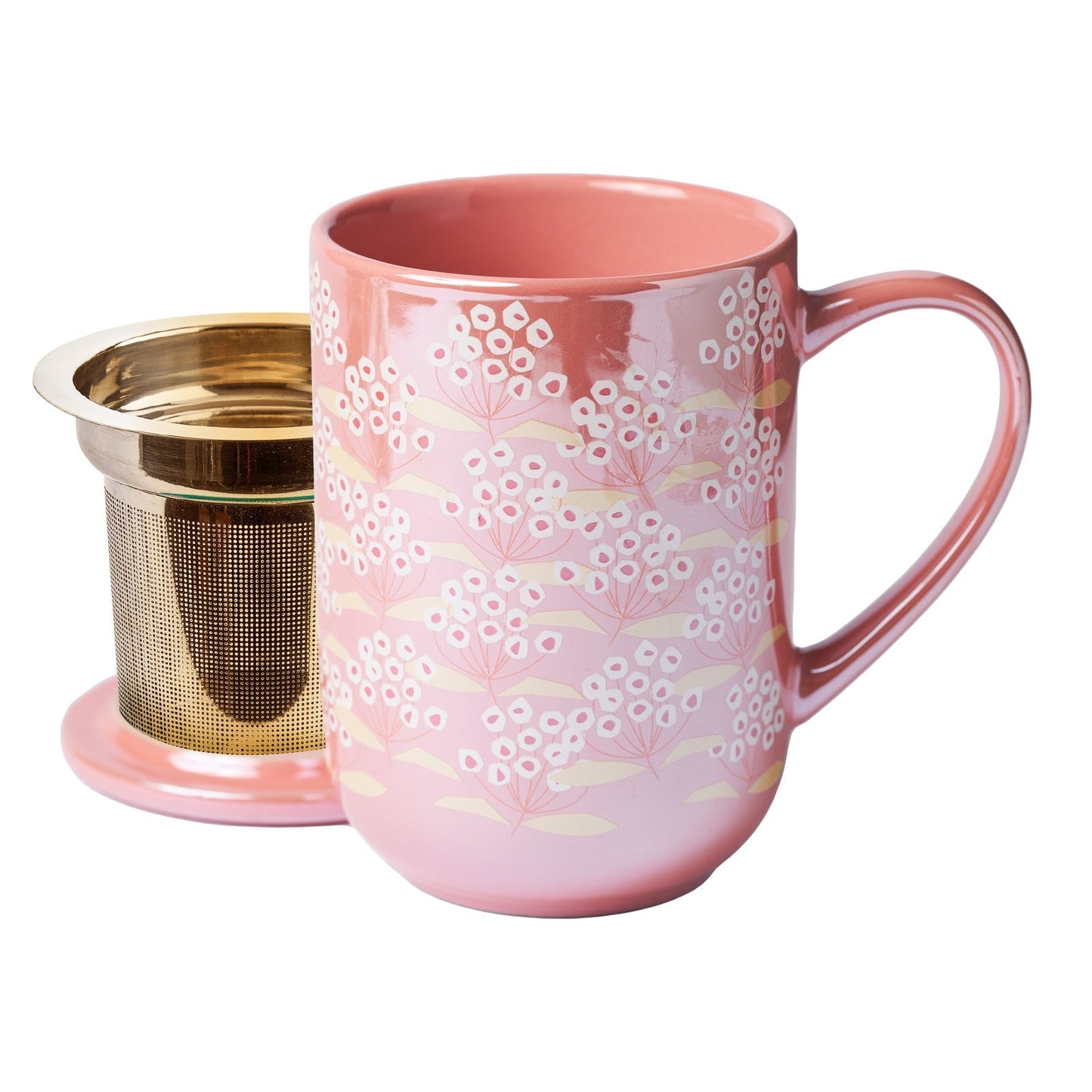 Mug Bhoro Cerámica Flores5#Rosado