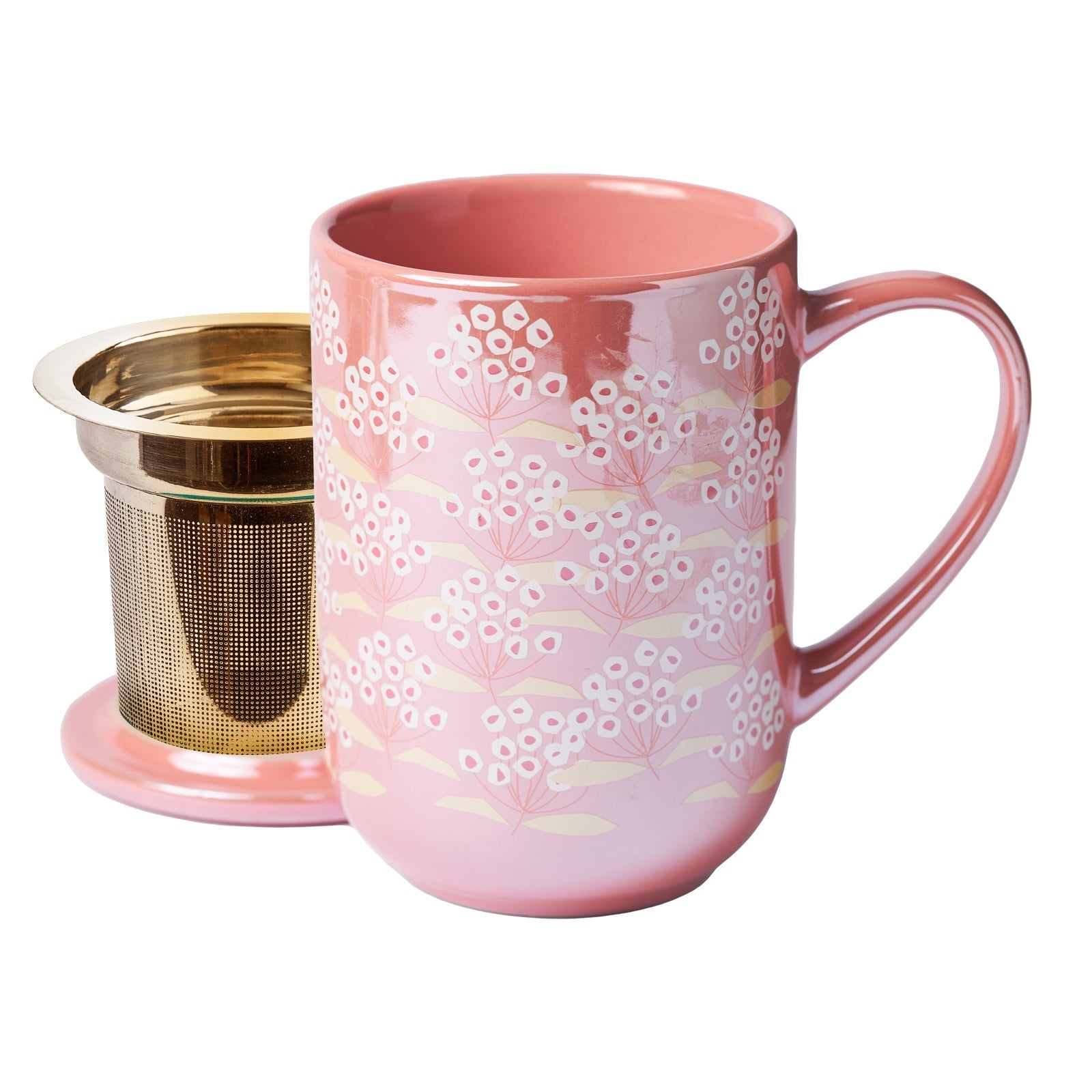 Mug Bhoro Cerámica Flores5#Rosado
