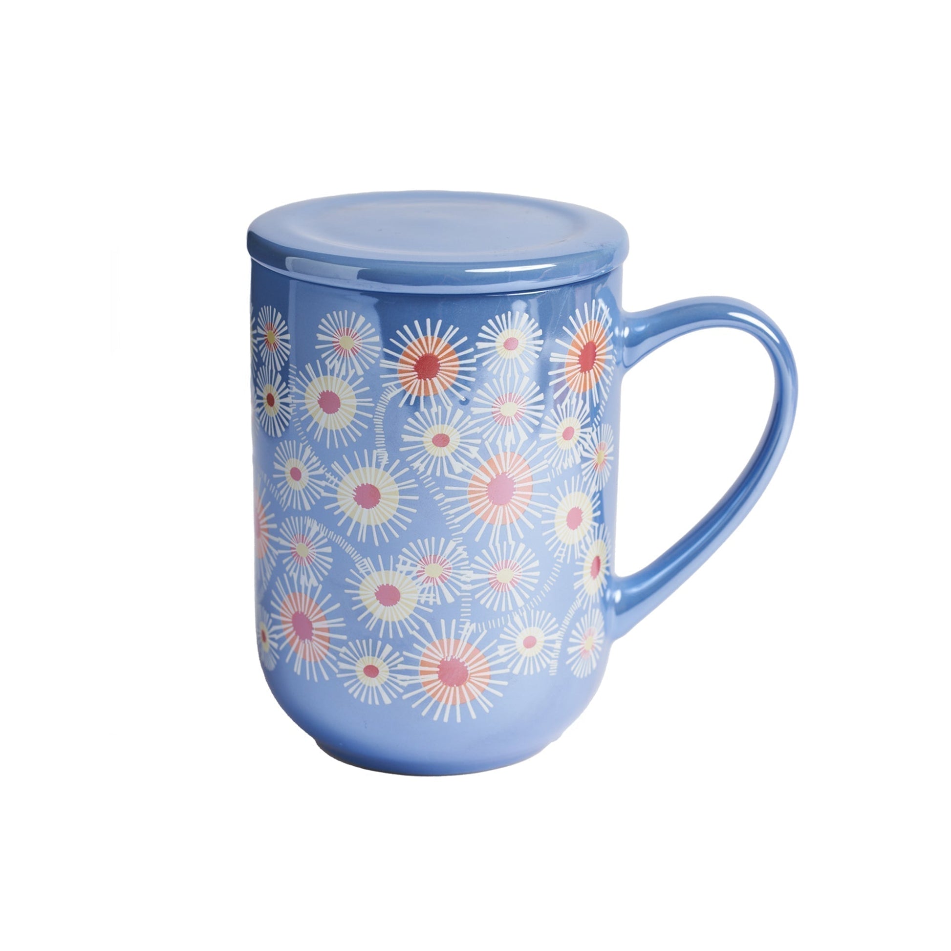 Mug Bhoro Cerámica Flores4#Azul