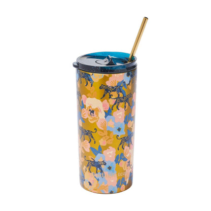 Tumbler Print Flores y Cheetah 470 ml1#Naranjo
