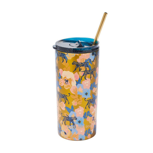 Tumbler Print Flores y Cheetah 470 ml1#Naranjo