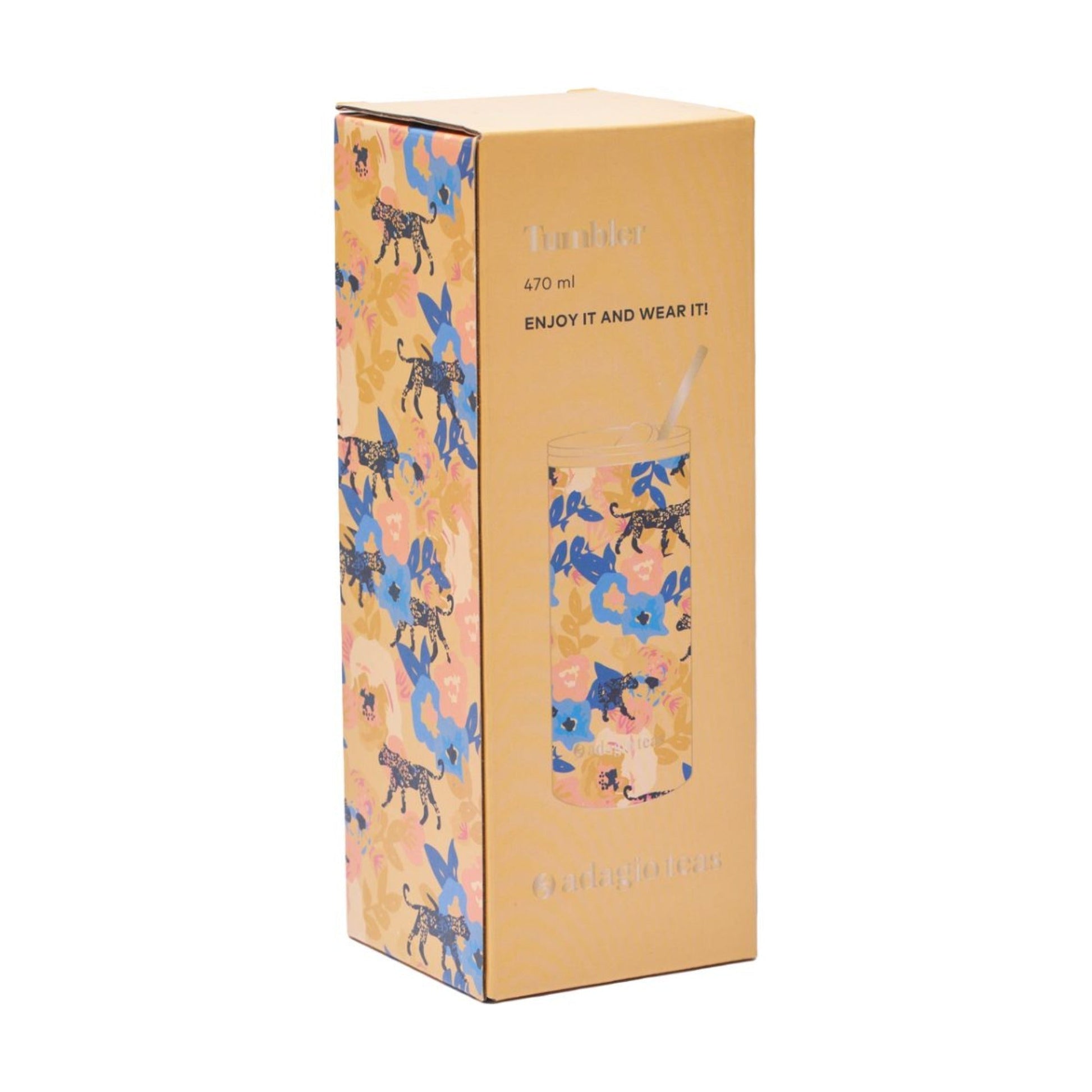 Tumbler Print Flores y Cheetah 470 ml3#Naranjo