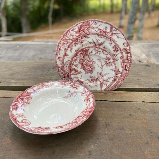 Juego Vajilla 24 Piezas Porcelana Adelaide1#Rojo