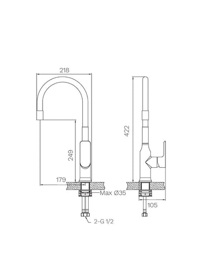 Grifería Monomando Flexible Agatha4#Negro