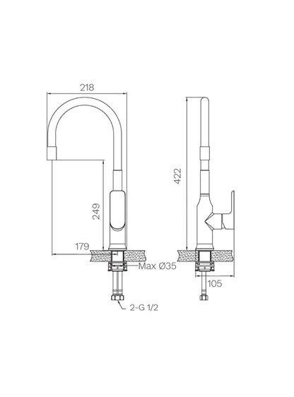 Grifería de Cocina Monomando Flexible Agatha White4#Blanco