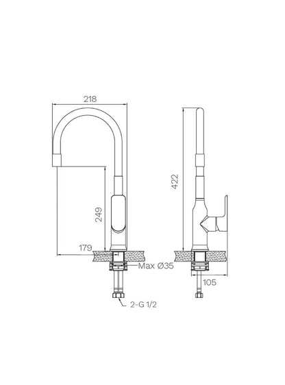 Grifería Monomando Flexible Agatha B&G4#Negro