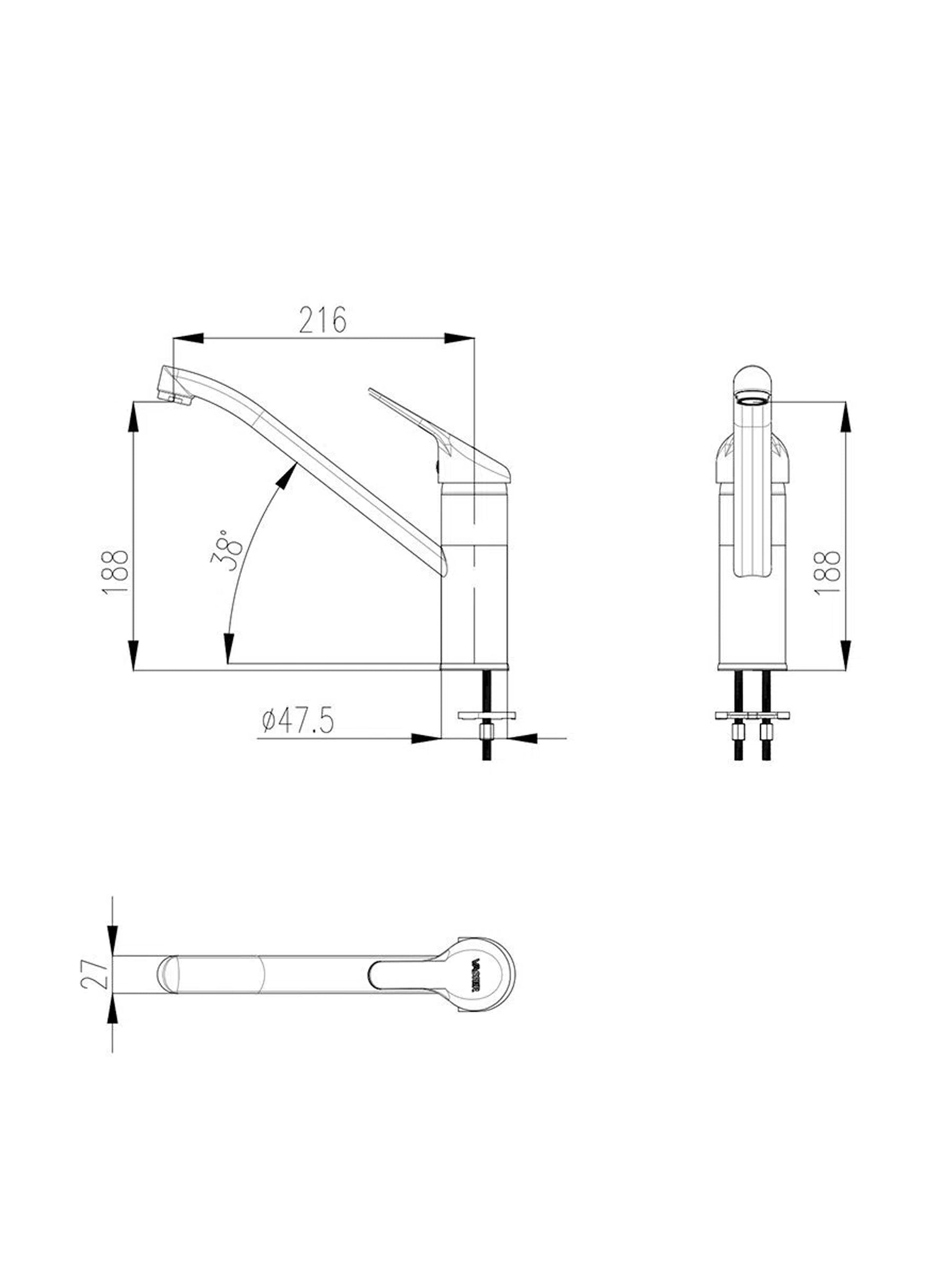 Grifería Monomando Lavaplatos Gensse Argus3#Acero