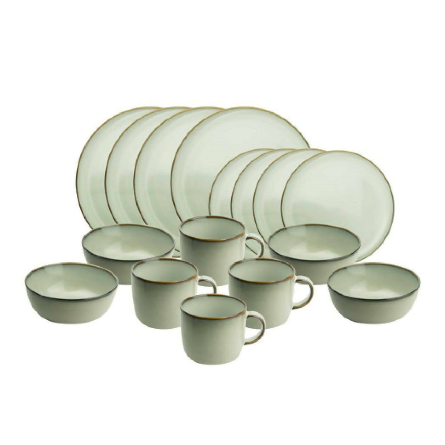 Juego Loza Beige Borde Vintage 16 Pzs2#Beige