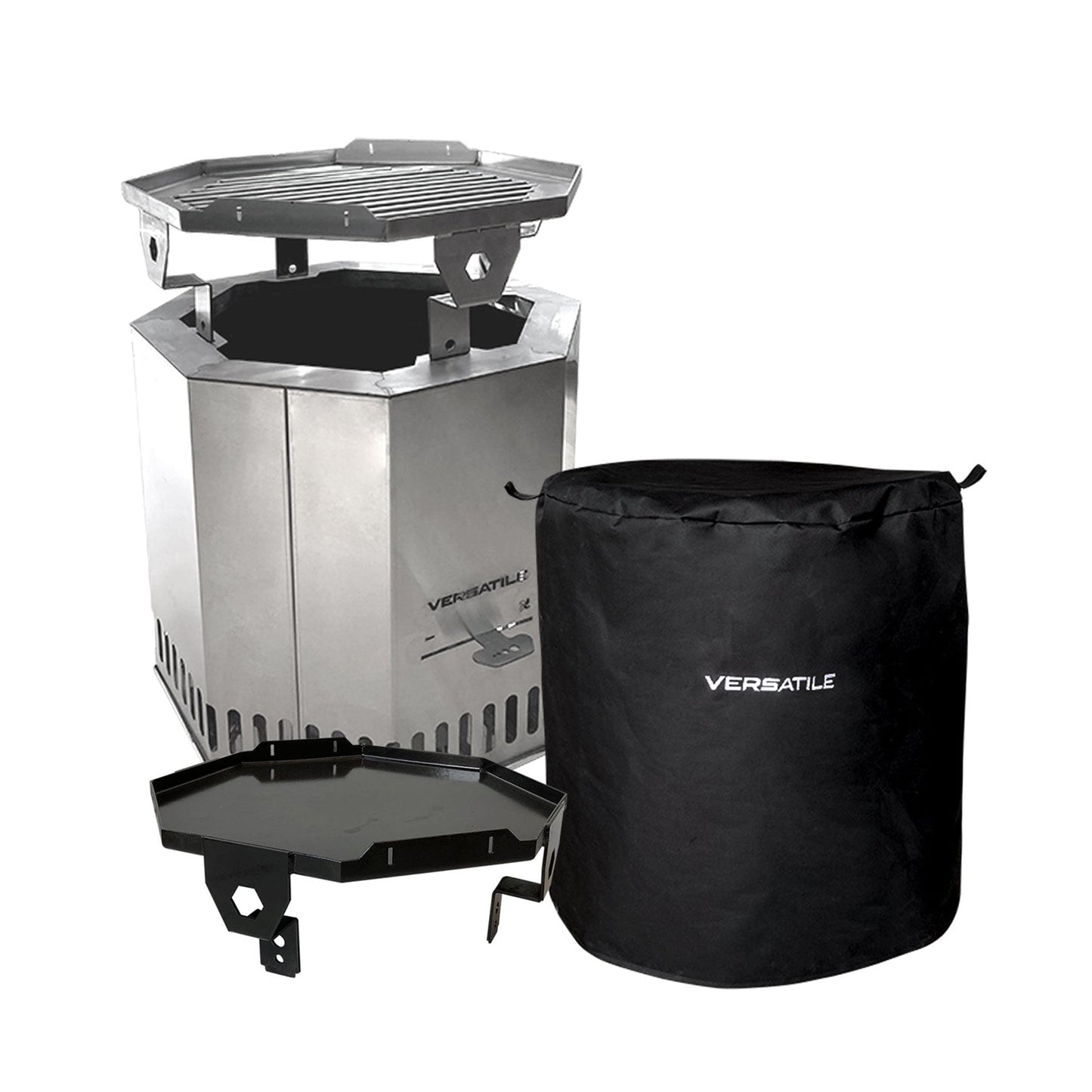 Brasero Sin Humo Parrilla y Plancha + Funda1#Gris Plata