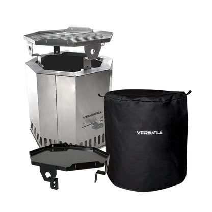 Brasero Sin Humo Parrilla y Plancha + Funda1#Gris Plata