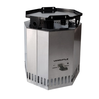 Brasero Sin Humo Parrilla y Plancha + Funda4#Gris Plata