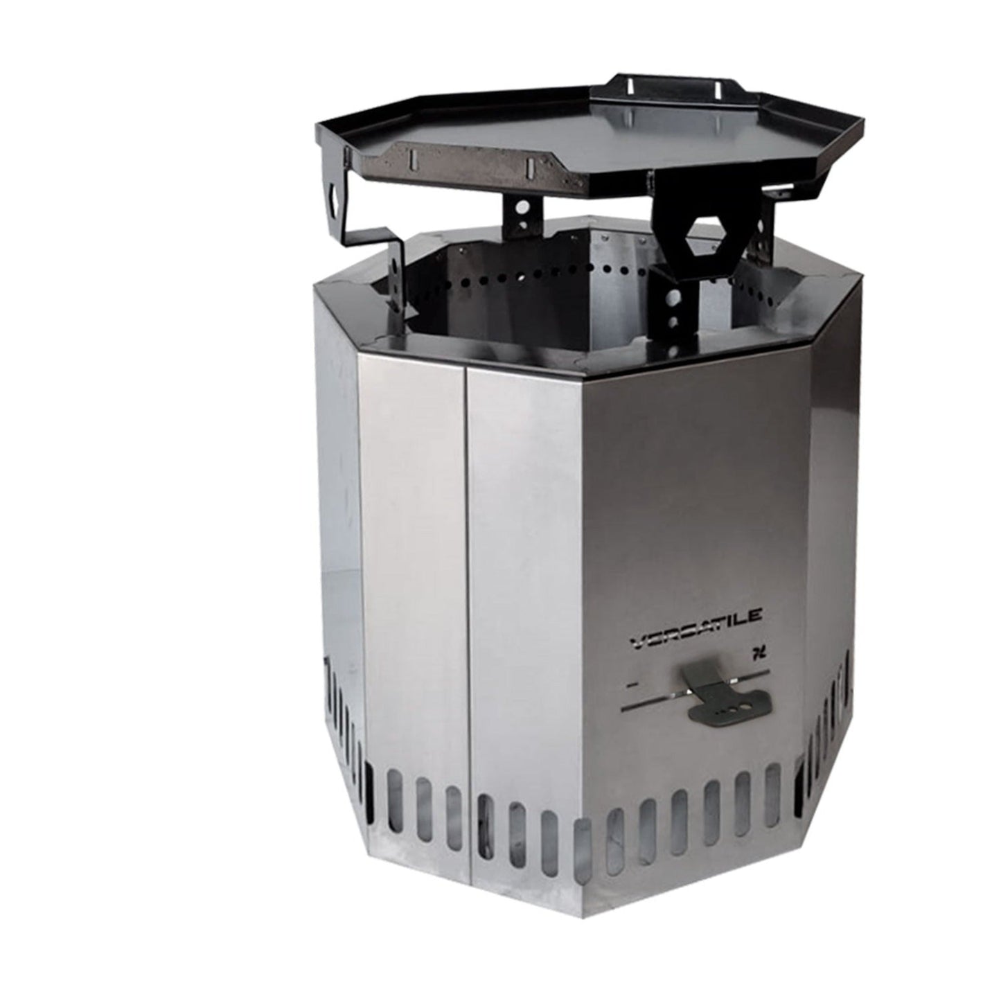 Brasero Sin Humo Plancha, Parrilla y Spiedo + Funda4#Gris Plata