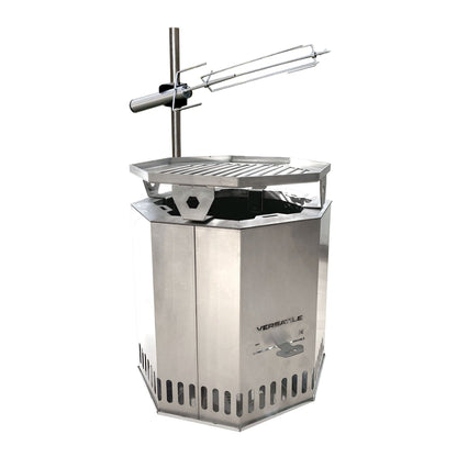 Brasero Sin Humo Parrilla y Spiedo1#Gris Plata