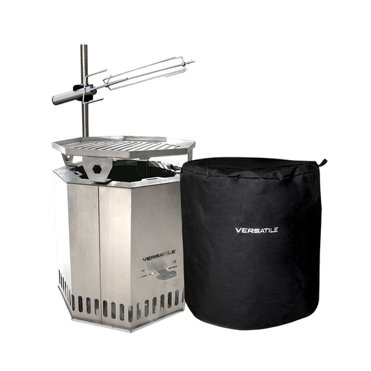 Brasero Sin Humo Plancha y Spiedo + Funda1#Gris Plata