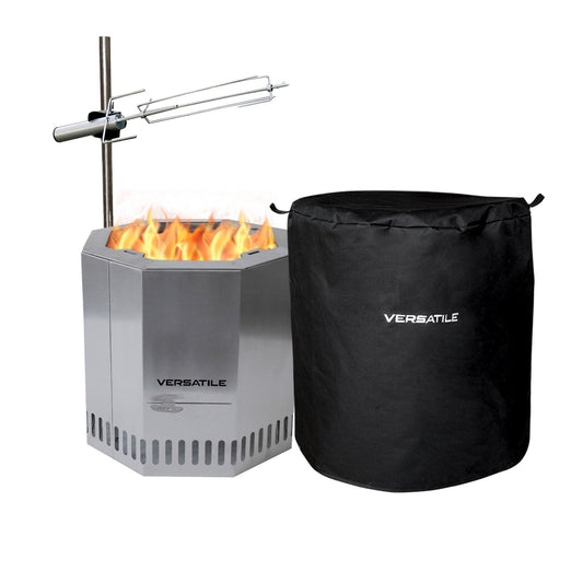 Brasero Sin Humo Spiedo + Funda1#Gris Plata
