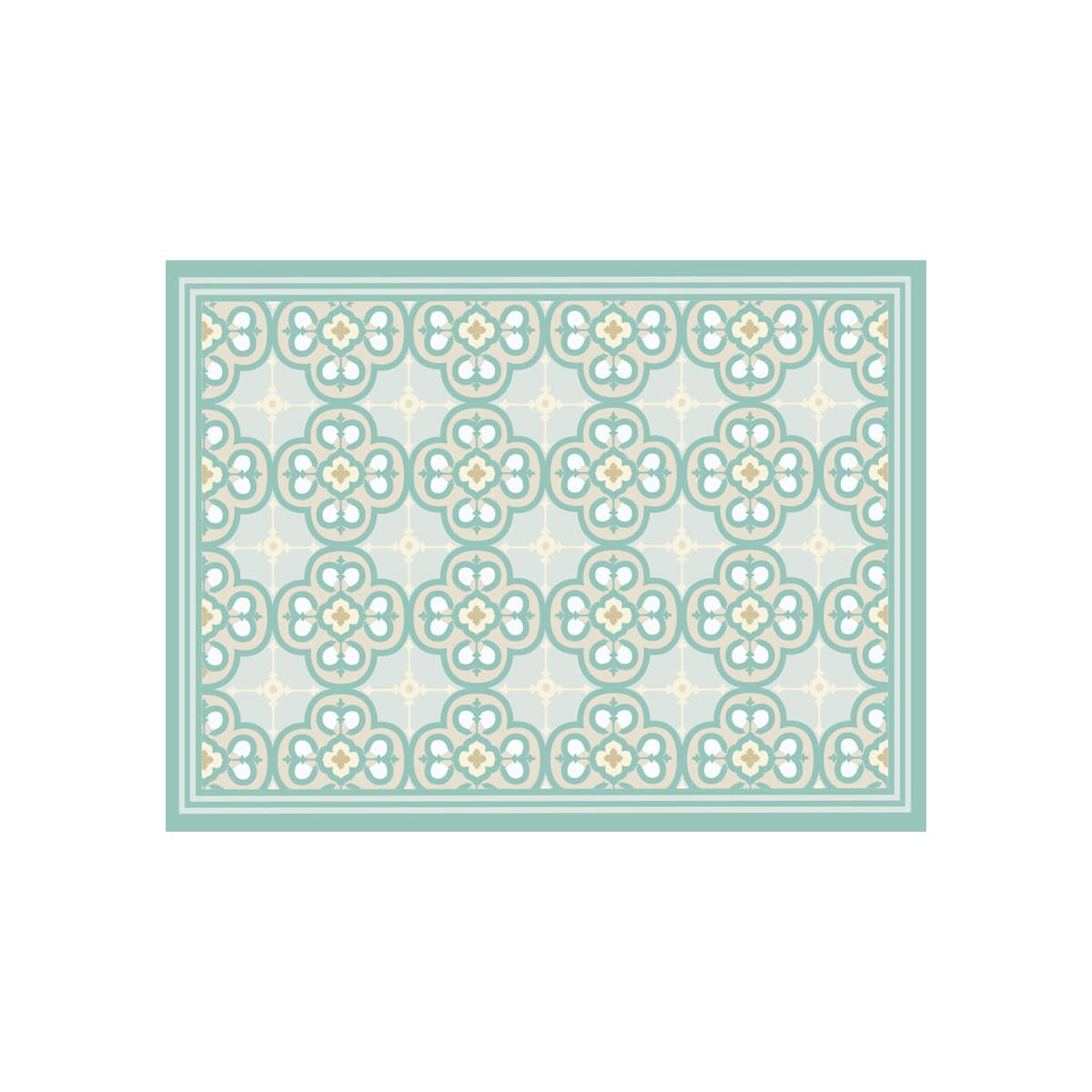 Alfombra De Cocina Flor Árabe Turquesa 50 x 70 cm