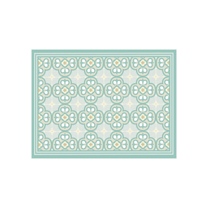 Alfombra De Cocina Flor Árabe Turquesa 50 x 70 cm
