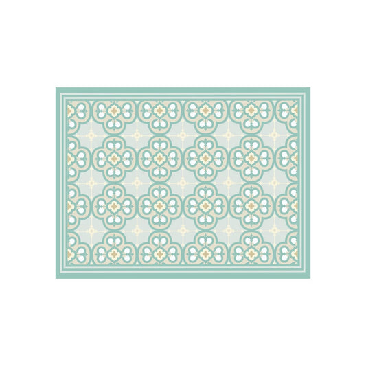 Alfombra De Cocina Flor Árabe Turquesa 50 x 70 cm