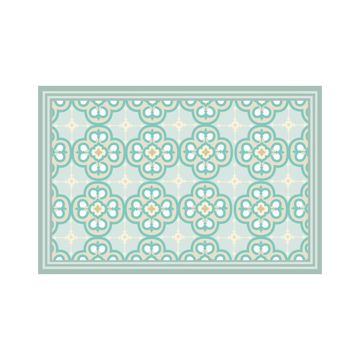 Alfombra De Cocina Flor Arabe Turquesa 70 x 100 cm