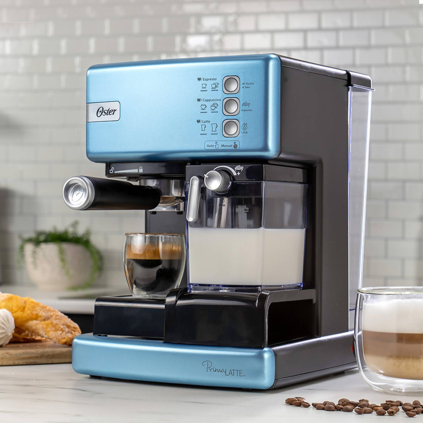 Cafetera Espresso y Cápsulas Automática PrimaLatte™ 66031#Celeste