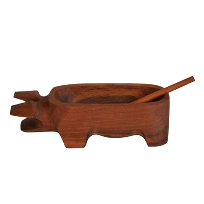 Chancho Madera Raulí Pellín 17x5,5 cm3#Café Rojizo