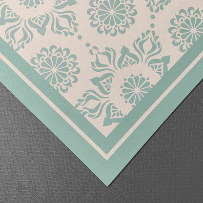 Alfombra De Cocina Flor Hindu Turquesa 50 x 70 cm