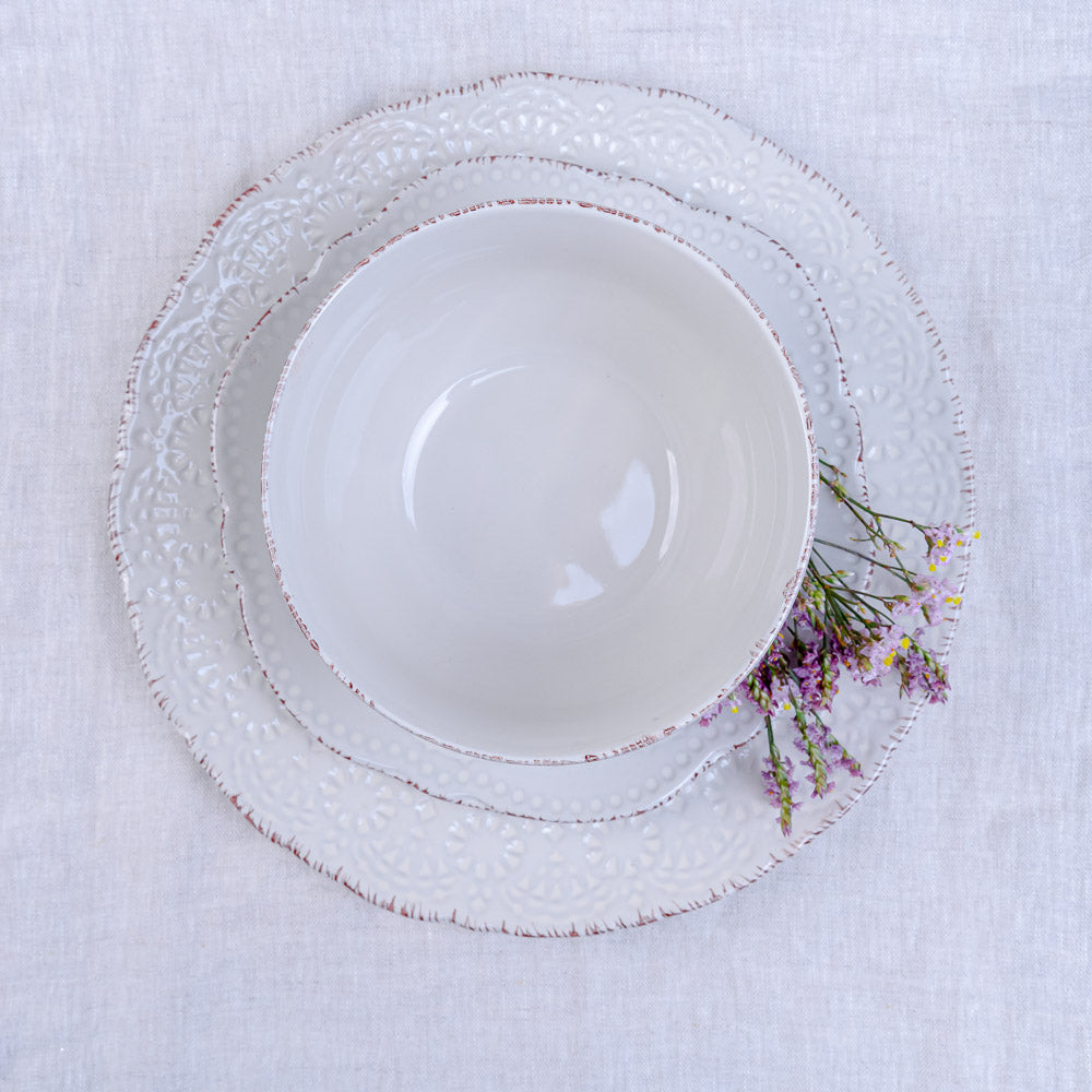 Plato de Entrada Flor Puntos5#Beige