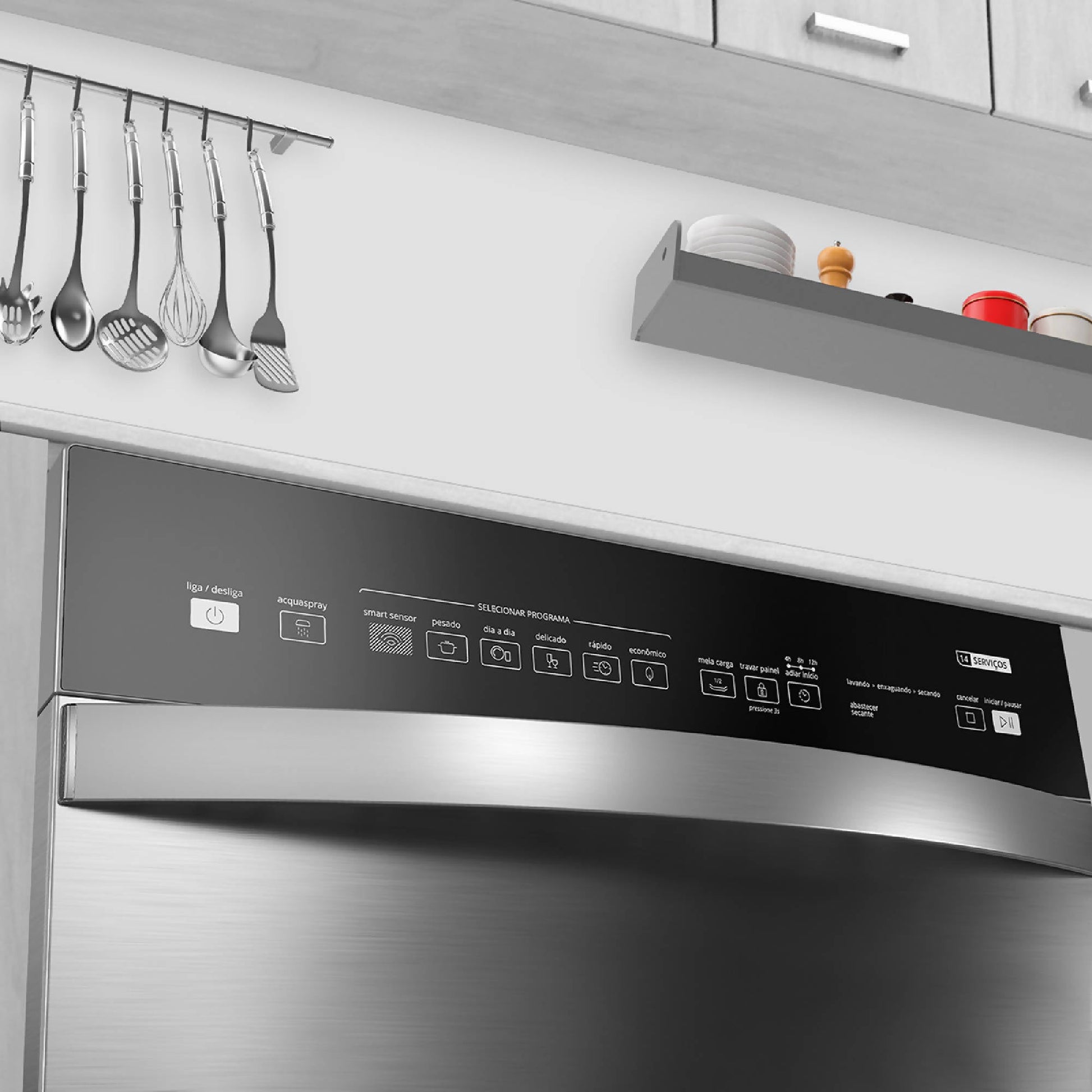 Lavavajillas whirlpool 14 pcs Aquaspray WDW14Z4#Gris