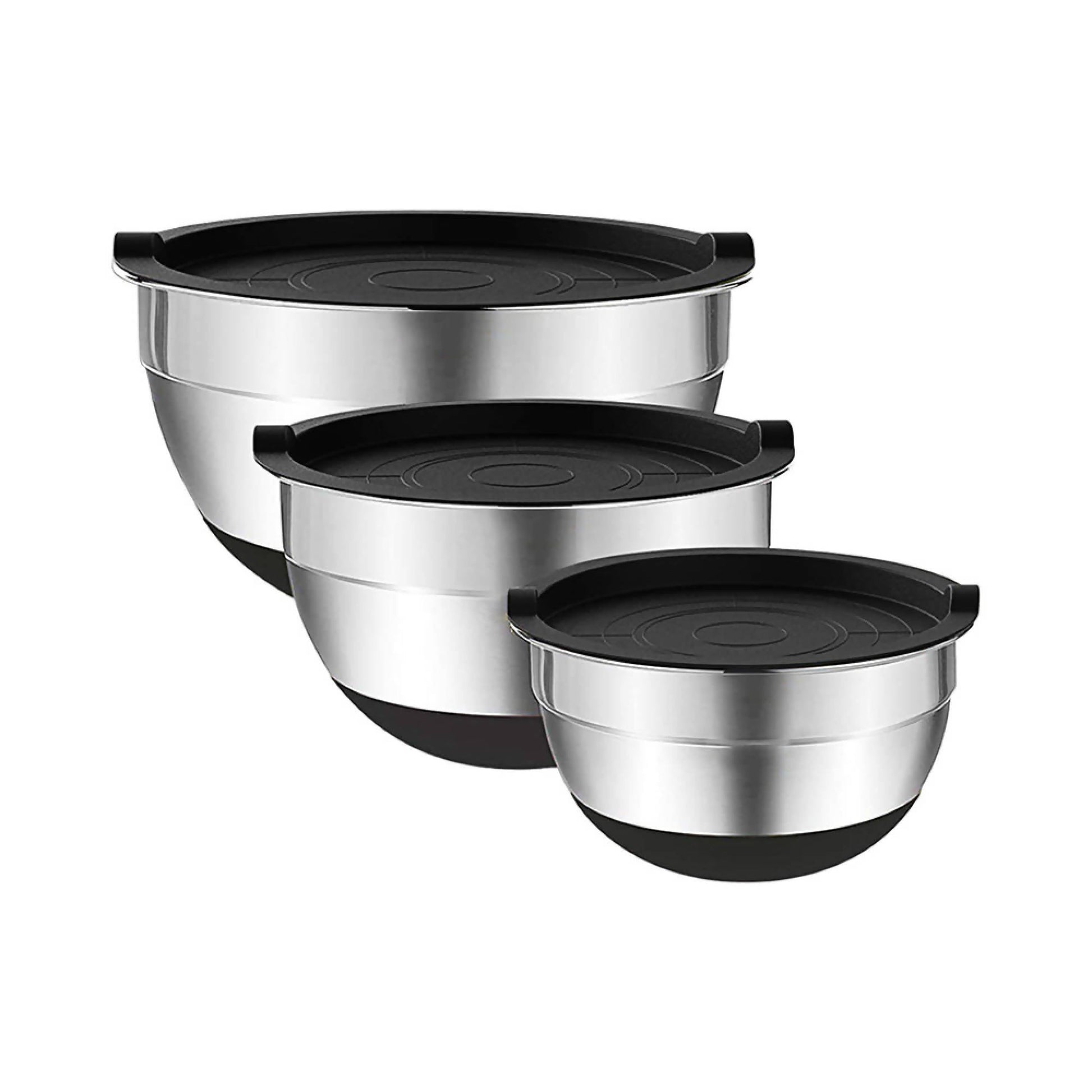 Set 3 Bowls con Tapa Acero Inoxidable Antideslizante3#Acero