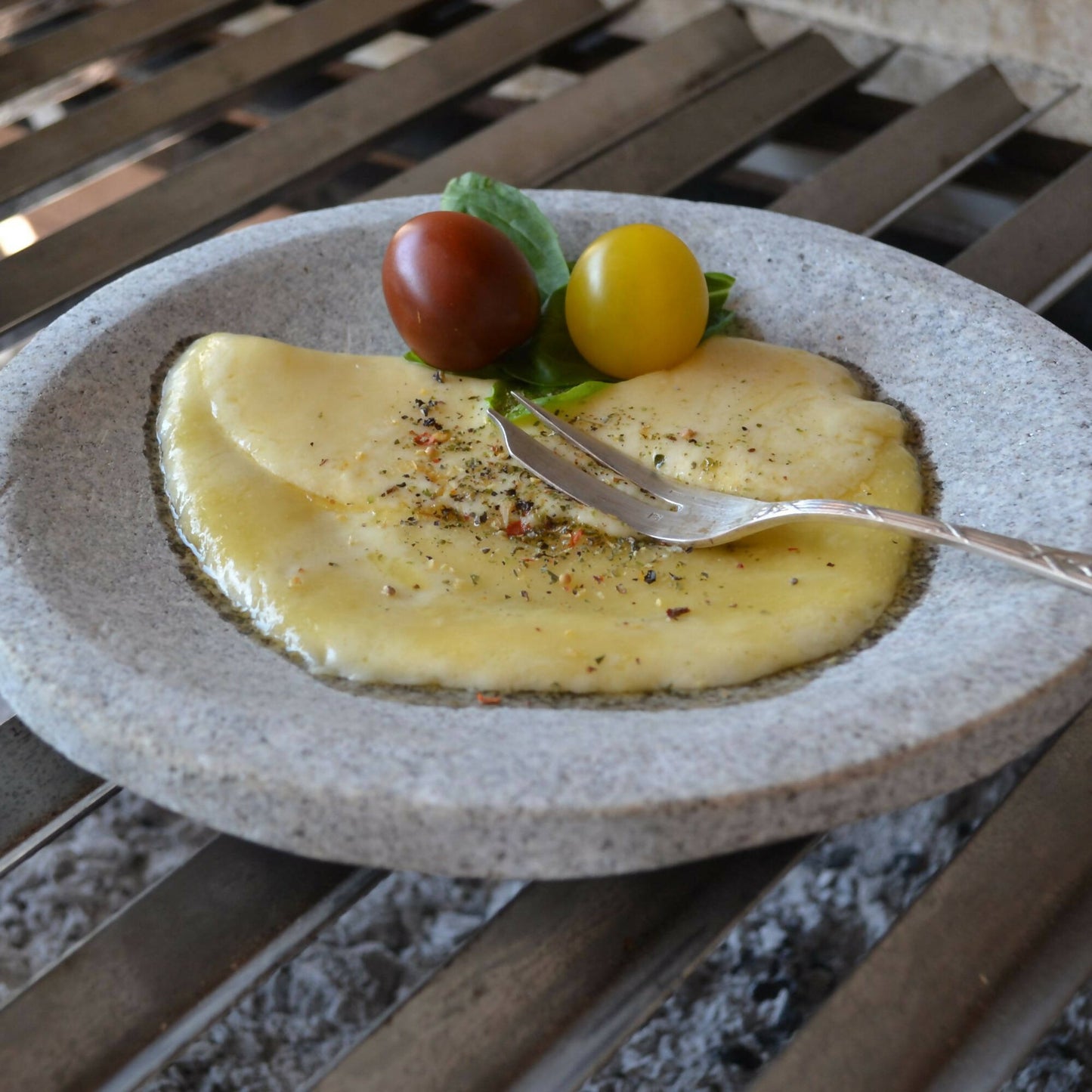 Plato Provoleta Piedra Cantera con Vaciado1#Gris