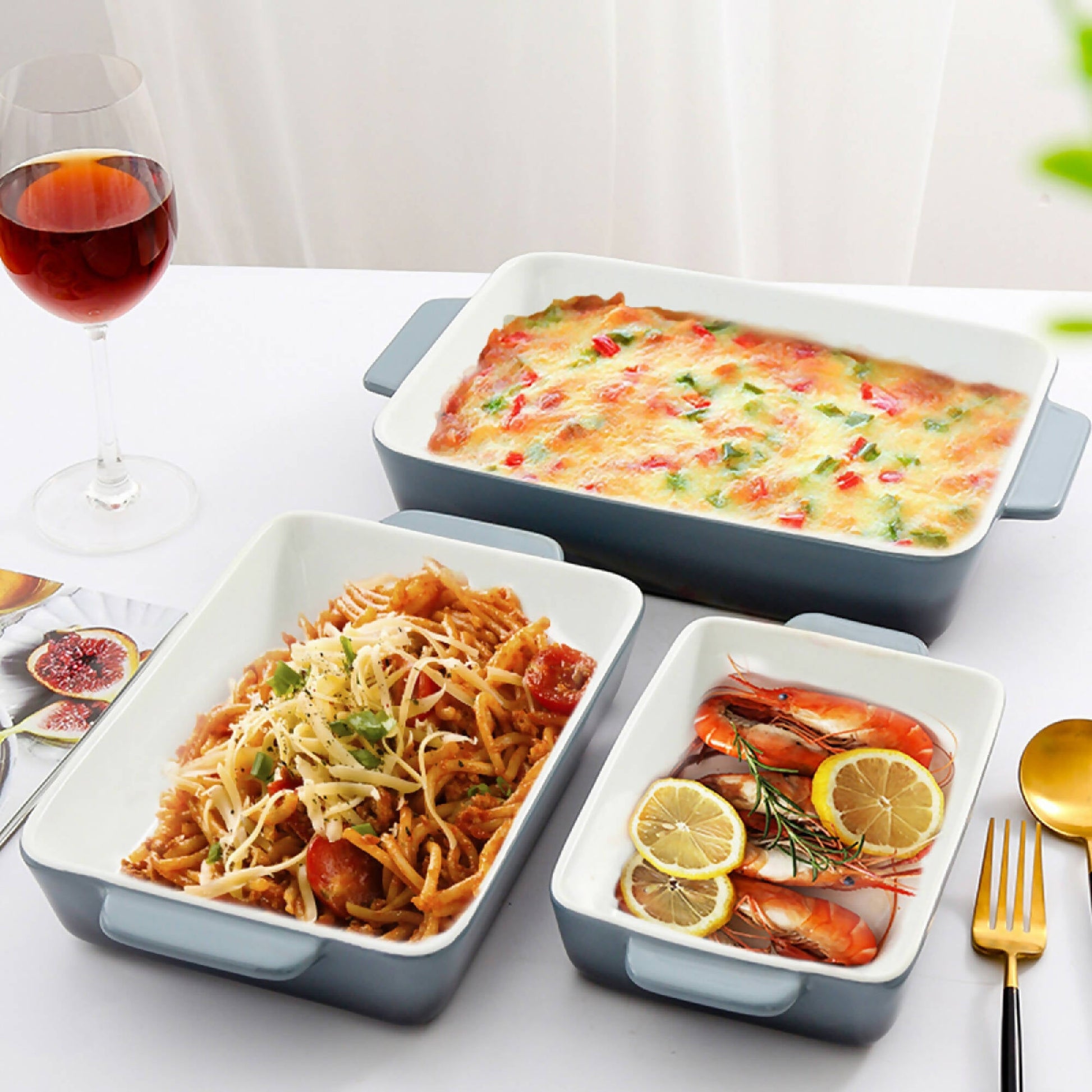 Set 3 Fuentes Cerámica para Horno1#Celeste