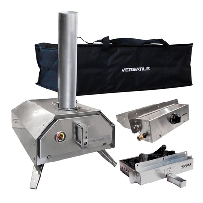 Horno Pizzero Gas y Leña + Bolso1#Gris Plata
