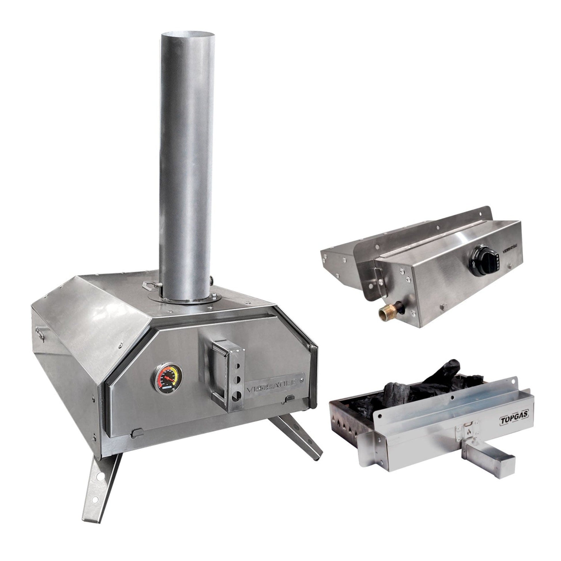 Horno Pizzero Gas y Leña2#Gris Plata