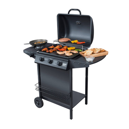 Parrilla Boston 3 Quemadores + Quemador Lateral BBQ302GCQL2#Negro