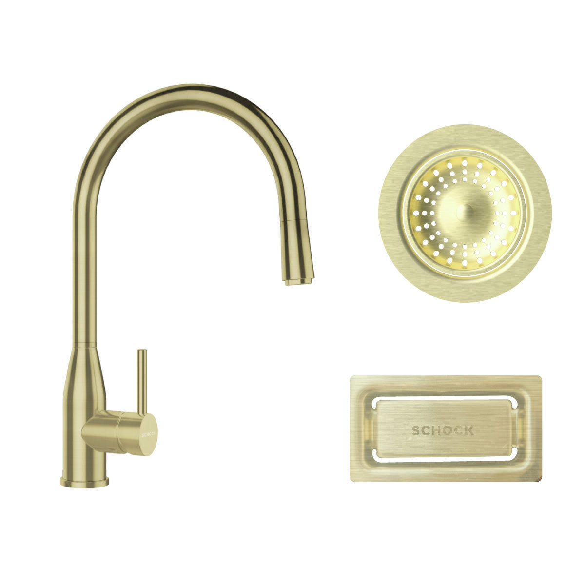 Kit Grifería Kavus Gold + Accesorios Dorados Lavaplatos Simple3#Dorado