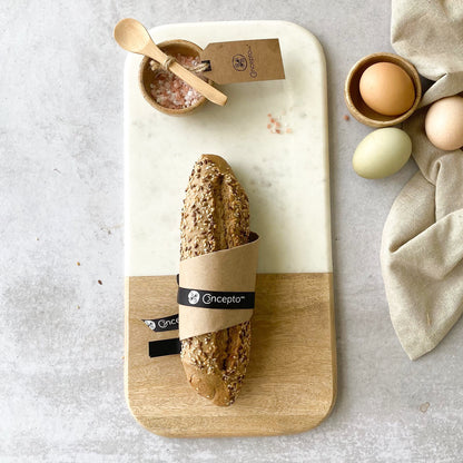 Tabla Magnolia de Mármol y Madera de Mango2#Blanco