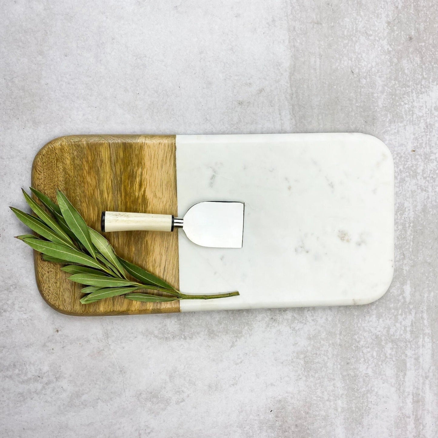 Tabla Magnolia de Mármol y Madera de Mango1#Blanco