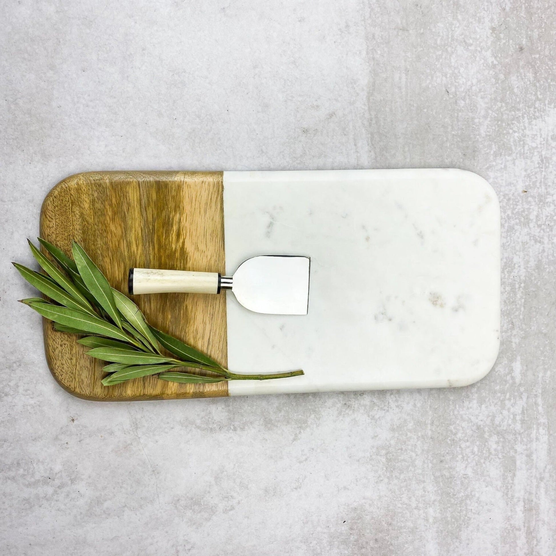 Tabla Magnolia de Mármol y Madera de Mango1#Blanco