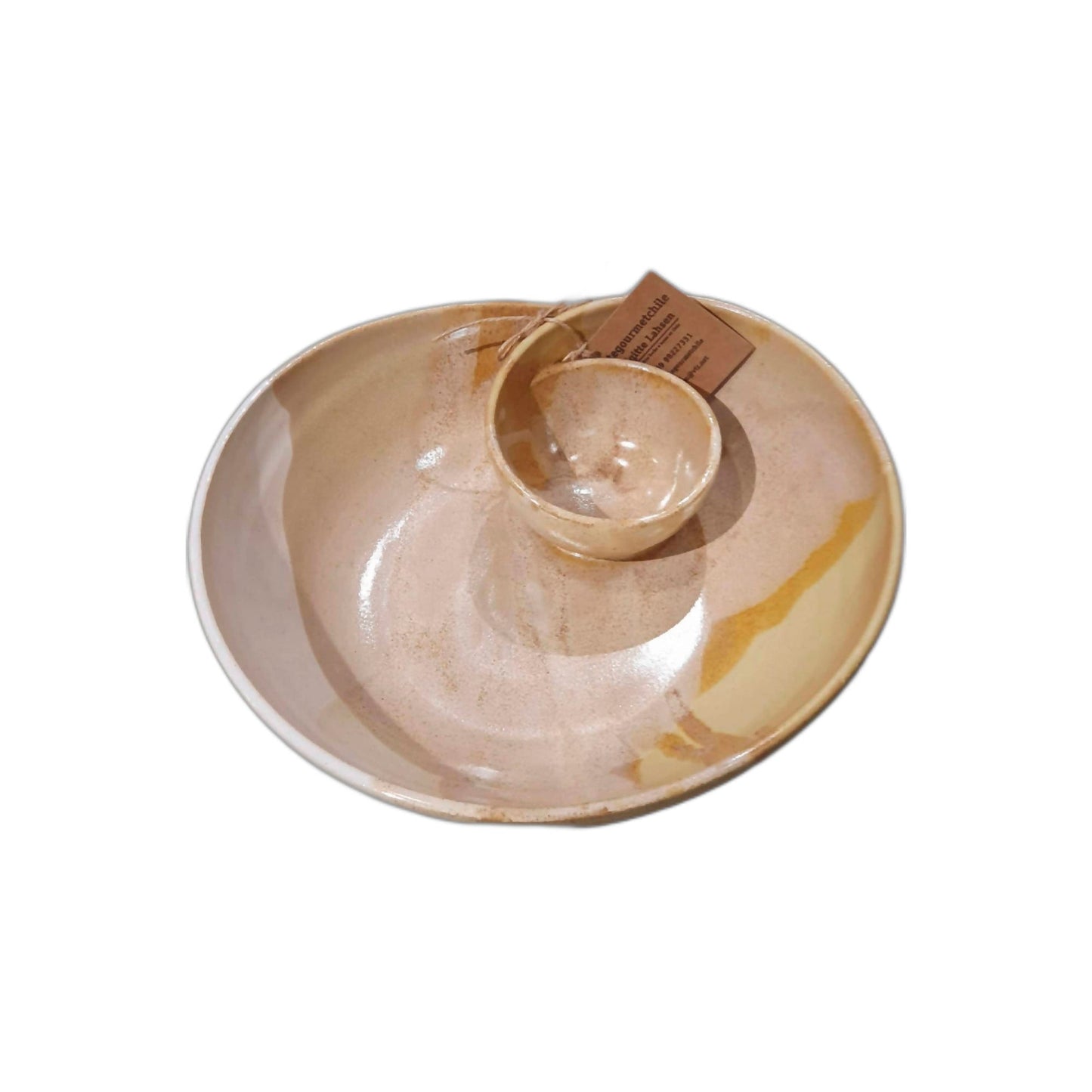 Fuente con Pocillo Beige