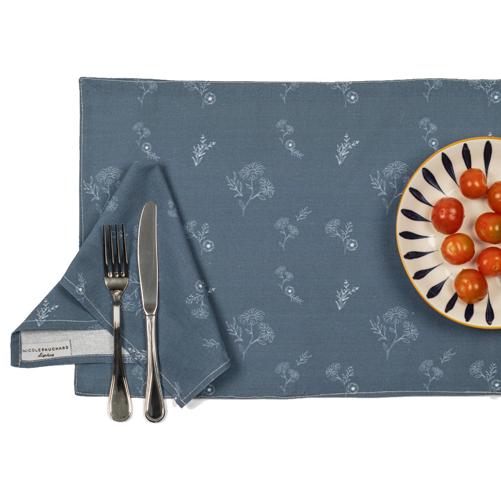 Set 4 Individuales De Lino Colomba1#Azul