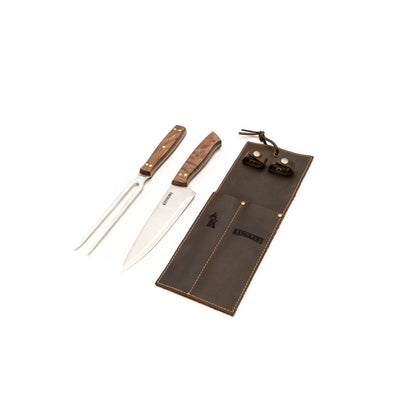 Set Tenedor + Cuchillo Parrillero F/Cuero5#Acero