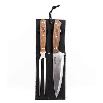 Set Tenedor + Cuchillo Parrillero F/Cuero4#Acero