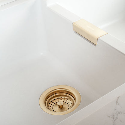 Kit Grifería Kavus Gold + Accesorios Dorados Lavaplatos Doble