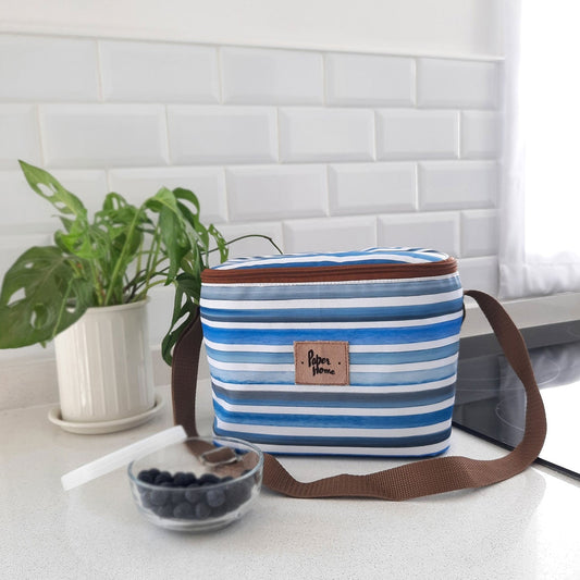 Lonchera Térmica Sustentable Líneas Azules3#Multicolor