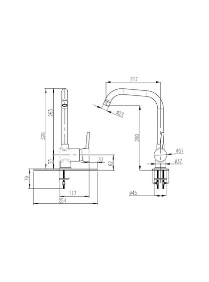 Grifería Monomando Sobre Cubierta Con Base Lyra4#Acero