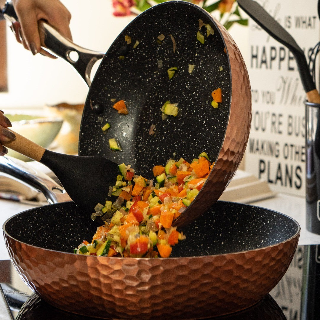 Kit Sartén Antiadherente Copper + Set 12 Utensilios2#Cobre