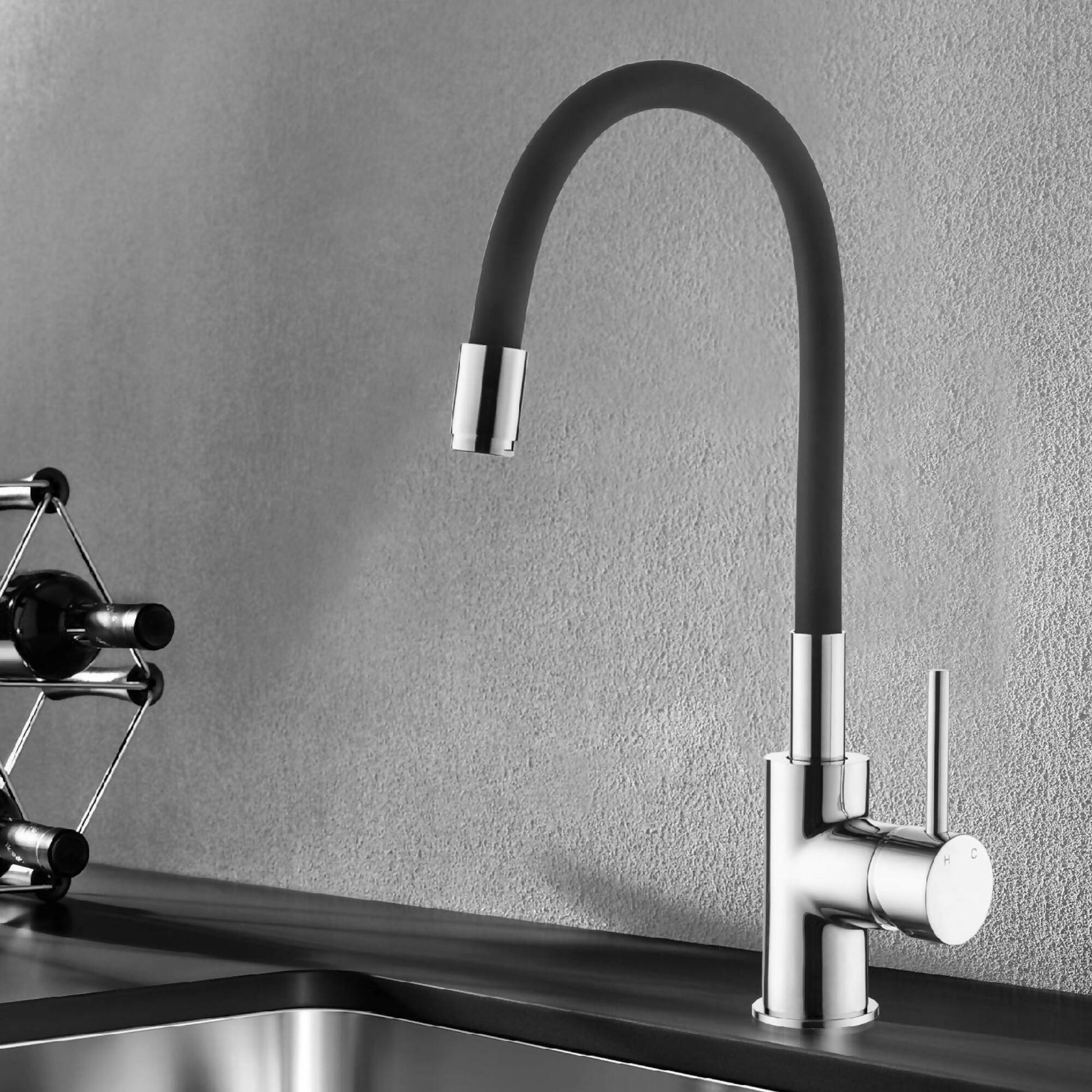 Grifería Monomando Flexible Wolobby1#Negro