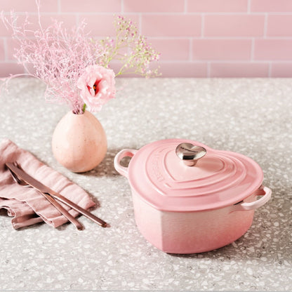 Olla Redonda Corazón 20 Cm Shell Pink Hierro Fundido4#Rosado