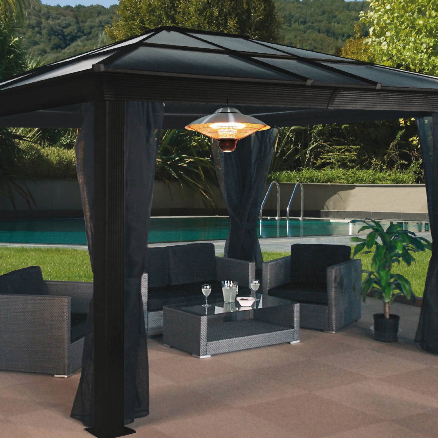 Calefactor Eléctrico Patio y Terraza3#Acero